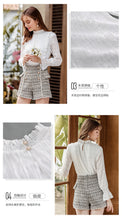 Load image into Gallery viewer, Spring 2019 New Women's Wear Pure Collar Horn Sleeve Bottom Shirt, Lady Baitie Pullover Chiffon Blouse 59096