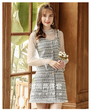 Load image into Gallery viewer, 2018 Autumn and Winter New boutique women's finery headband sleeve a character skirt temperament lady two sets of dresses 88772