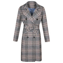 Load image into Gallery viewer, Fall and Winter 2009 New High-quality Women's Clothes with Turn-over Collar, Double-row Button Checker Overcoat, Famous Wool Wool Cloth Overcoat 97120
