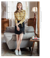 Load image into Gallery viewer, 2019 Autumn Winter New Korean version of women's fashion pattern single buckle jerseys Urban casual shirt female 59083