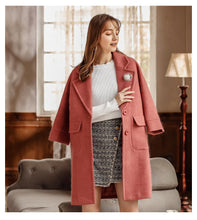 Load image into Gallery viewer, Winter 2018 new women's Lapel thicker long coat temperament woolen jacket 97039