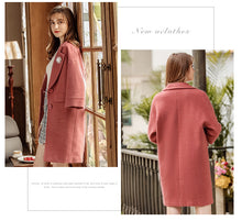 Load image into Gallery viewer, Winter 2018 new women's Lapel thicker long coat temperament woolen jacket 97039