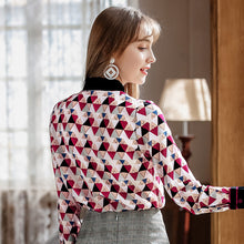 Load image into Gallery viewer, 2009 New Brand Women's Single-row Button Printed Shirt Lady Baitie Chiffon Shirt 59082