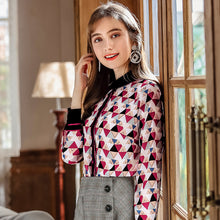 Load image into Gallery viewer, 2009 New Brand Women's Single-row Button Printed Shirt Lady Baitie Chiffon Shirt 59082