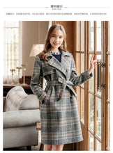 Load image into Gallery viewer, Fall and Winter 2009 New High-quality Women's Clothes with Turn-over Collar, Double-row Button Checker Overcoat, Famous Wool Wool Cloth Overcoat 97120