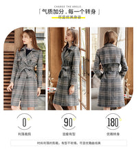 Load image into Gallery viewer, Fall and Winter 2009 New High-quality Women's Clothes with Turn-over Collar, Double-row Button Checker Overcoat, Famous Wool Wool Cloth Overcoat 97120