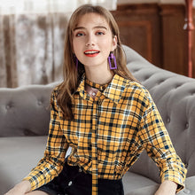 Load image into Gallery viewer, 2019 Autumn Winter New Korean version of women's fashion pattern single buckle jerseys Urban casual shirt female 59083