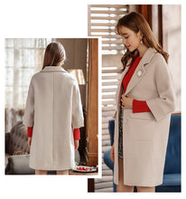 Load image into Gallery viewer, Winter 2018 new women's Lapel thicker long coat temperament woolen jacket 97039