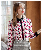 Load image into Gallery viewer, 2009 New Brand Women's Single-row Button Printed Shirt Lady Baitie Chiffon Shirt 59082