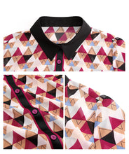 Load image into Gallery viewer, 2009 New Brand Women's Single-row Button Printed Shirt Lady Baitie Chiffon Shirt 59082