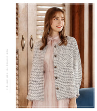 Load image into Gallery viewer, 2018 Winter new women's round collar 9-cent cuff single buckle Baiqi Xiaoxiangfeng jacket 97119