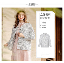 Load image into Gallery viewer, 2018 Winter new women's round collar 9-cent cuff single buckle Baiqi Xiaoxiangfeng jacket 97119