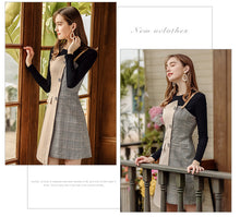 Load image into Gallery viewer, 2019 Autumn and winter new fashion women's round collars splicing temperament lady dress two sets of 69368