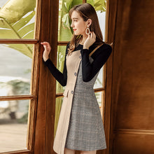 Load image into Gallery viewer, 2019 Autumn and winter new fashion women's round collars splicing temperament lady dress two sets of 69368