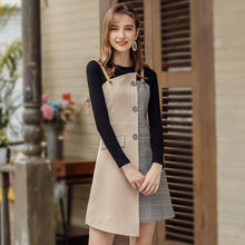 Load image into Gallery viewer, 2019 Autumn and winter new fashion women's round collars splicing temperament lady dress two sets of 69368