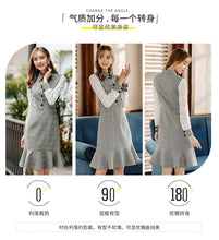 Load image into Gallery viewer, 2018 Autumn and Winter New Women's Style Clover Weaving Lotus Leaf Skirt Sprint Light Dress 69382