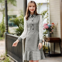 Load image into Gallery viewer, 2018 Autumn and Winter New Women's Style Clover Weaving Lotus Leaf Skirt Sprint Light Dress 69382