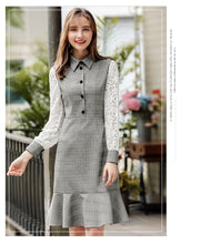 Load image into Gallery viewer, 2018 Autumn and Winter New Women's Style Clover Weaving Lotus Leaf Skirt Sprint Light Dress 69382