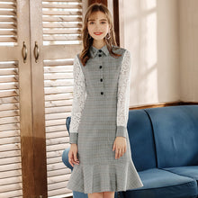 Load image into Gallery viewer, 2018 Autumn and Winter New Women's Style Clover Weaving Lotus Leaf Skirt Sprint Light Dress 69382