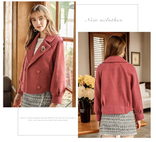 Load image into Gallery viewer, 2018 Winter new women's lapel double-breasted warm coat socialite coat 93061