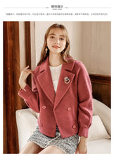 Load image into Gallery viewer, 2018 Winter new women's lapel double-breasted warm coat socialite coat 93061