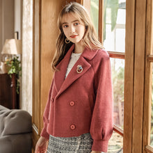 Load image into Gallery viewer, 2018 Winter new women's lapel double-breasted warm coat socialite coat 93061
