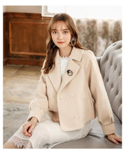Load image into Gallery viewer, 2018 Winter new women's lapel double-breasted warm coat socialite coat 93061