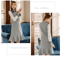 Load image into Gallery viewer, 2018 Autumn and Winter New Women's Style Clover Weaving Lotus Leaf Skirt Sprint Light Dress 69382