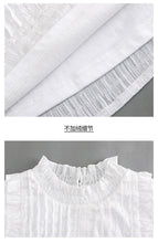 Load image into Gallery viewer, Spring 2019 New Women's Wear Pure Collar Horn Sleeve Bottom Shirt, Lady Baitie Pullover Chiffon Blouse 59096
