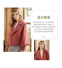 Load image into Gallery viewer, 2018 Winter new women's lapel double-breasted warm coat socialite coat 93061