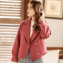 Load image into Gallery viewer, 2018 Winter new women's lapel double-breasted warm coat socialite coat 93061