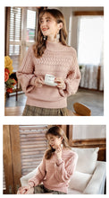 Load image into Gallery viewer, [ Journal of the Philippines] 2018 Autumn and Winter New Pink Lantern Sleeve Sweaters Lazy Thick Knitted Sweaters 73058