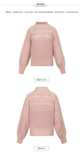 Load image into Gallery viewer, [ Journal of the Philippines] 2018 Autumn and Winter New Pink Lantern Sleeve Sweaters Lazy Thick Knitted Sweaters 73058