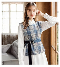 Load image into Gallery viewer, 2018 Winter Women's Shirt Skirt Bind Waist Armor Two-piece Set 83033