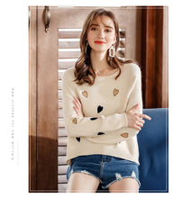 Load image into Gallery viewer, 2018 Autumn and Winter New Women's Dress INS Peach Heart Loose Coating Warm Sweaters Ladies Hundred Knitted Sweaters 79080
