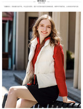 Load image into Gallery viewer, 2018 Winter new brand women's short feather vest white velvet warm women's vest jacket 93078