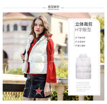 Load image into Gallery viewer, 2018 Winter new brand women's short feather vest white velvet warm women's vest jacket 93078