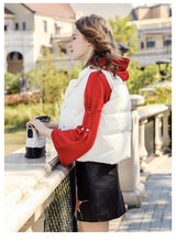 Load image into Gallery viewer, 2018 Winter new brand women's short feather vest white velvet warm women's vest jacket 93078