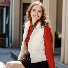 Load image into Gallery viewer, 2018 Winter new brand women's short feather vest white velvet warm women's vest jacket 93078