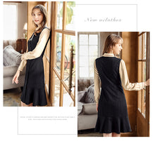 Load image into Gallery viewer, 2018 Autumn and Winter New Boutique Women's Wear Sleeveless Stripes Single Buckle Bottom Skirt Light Cooked Thin Dress 63028