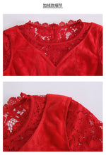 Load image into Gallery viewer, 2019 Autumn new brand women's dress red gaiety lace dress full of self-repair fishtail skirt female 68037