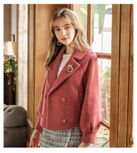 Load image into Gallery viewer, 2018 Winter new women's lapel double-breasted warm coat socialite coat 93061