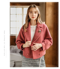 Load image into Gallery viewer, 2018 Winter new women's lapel double-breasted warm coat socialite coat 93061