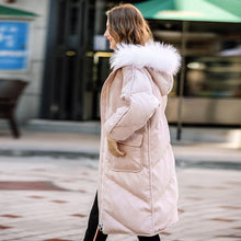 Load image into Gallery viewer, New Winter Female White Duck Down Mid-long Suit with Fur Collar and Warm Down Garment 93029