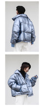 Load image into Gallery viewer, 2018 New Korean version of high collar short bread clothing thickened thin coat bright white duck down jacket 3009