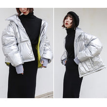 Load image into Gallery viewer, 2018 New Korean version of high collar short bread clothing thickened thin coat bright white duck down jacket 3009