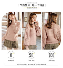 Load image into Gallery viewer, [ Journal of the Philippines] 2018 Autumn and Winter New Pink Lantern Sleeve Sweaters Lazy Thick Knitted Sweaters 73058