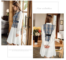 Load image into Gallery viewer, 2018 Winter Women's Shirt Skirt Bind Waist Armor Two-piece Set 83033