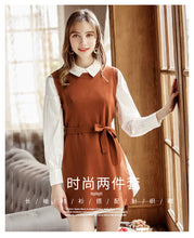 Load image into Gallery viewer, 2018 New brand women's round collar knitted skirt long-sleeved shirt skirt two-piece set 88720