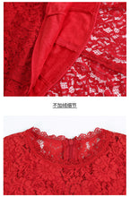 Load image into Gallery viewer, 2019 Autumn new brand women's dress red gaiety lace dress full of self-repair fishtail skirt female 68037